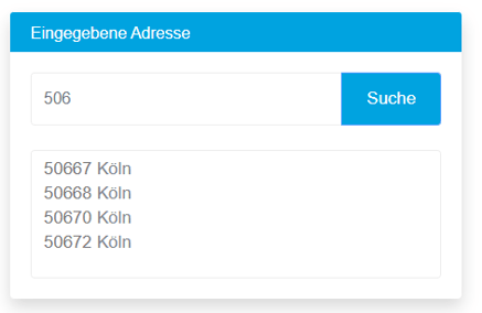 Erfassung der Adresse