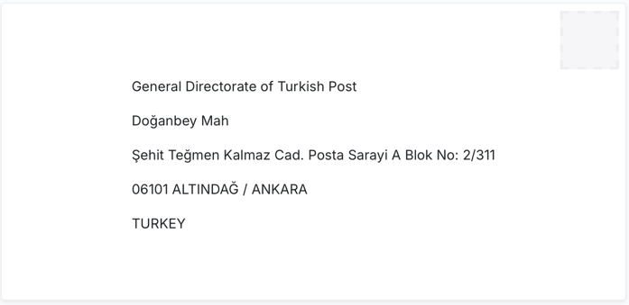 Address Format Turkey / Türkiye