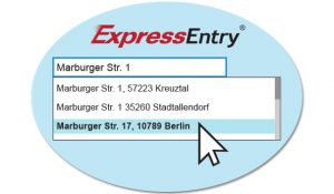 Autovervollständigungslösung Express Entry